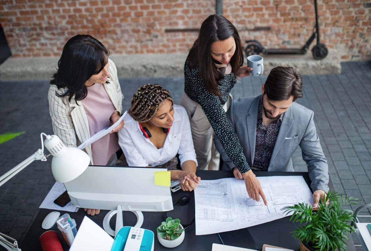 top view of young architects
